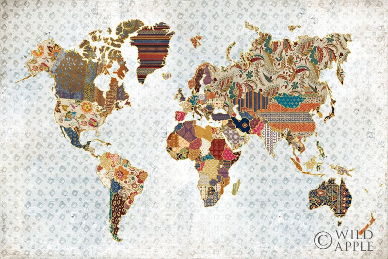 Reproduction of Pattern World Map Geo Background by Laura Marshall - Wall Decor Art