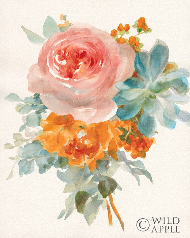 Reproduction of Garden Bouquet II Orange Red by Danhui Nai - Wall Decor Art