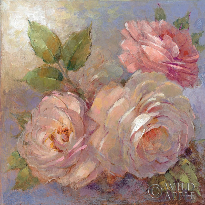 Reproduction of Roses on Blue II Crop by Peter McGowan - Wall Decor Art