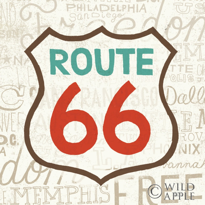 Reproduction of Road Trip Route 66 Retro by Michael Mullan - Wall Decor Art