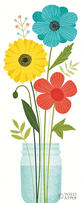 Reproduction of Seaside Bouquet V Mason Jar no Word by Michael Mullan - Wall Decor Art