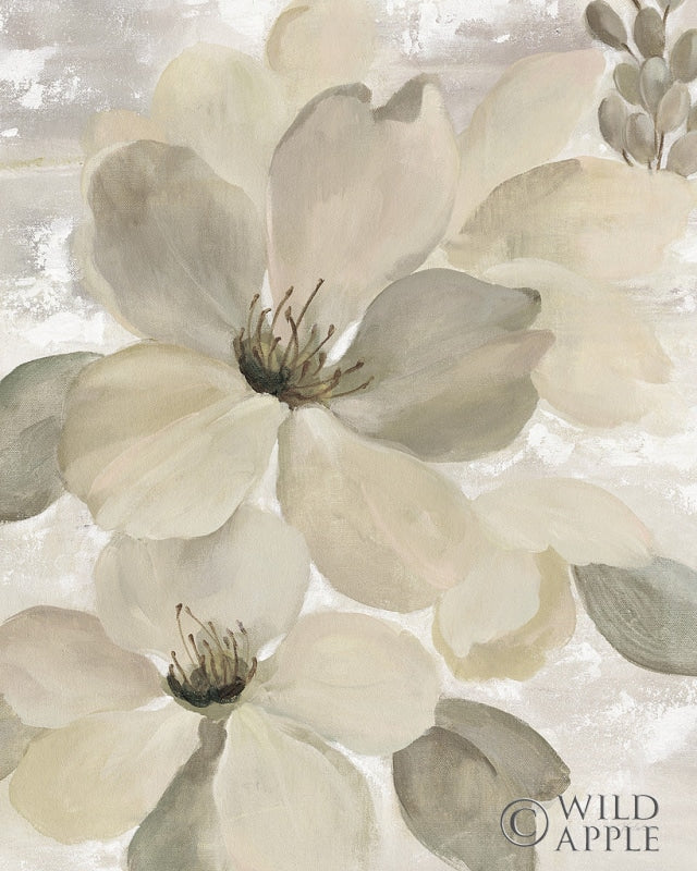 Reproduction of White on White Floral II Crop Neutral by Silvia Vassileva - Wall Decor Art