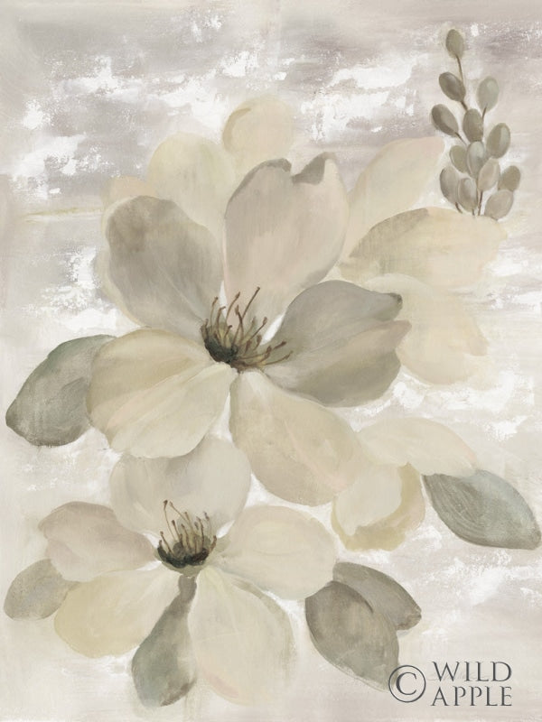 Reproduction of White on White Floral II Neutral by Silvia Vassileva - Wall Decor Art
