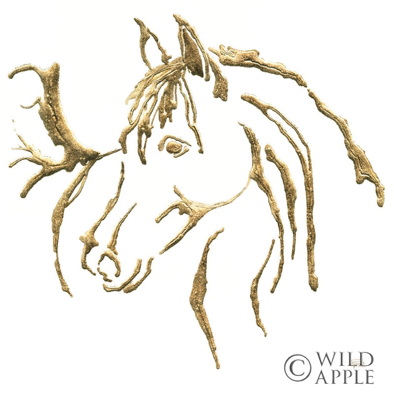 Reproduction of Gilded Mare on White by Chris Paschke - Wall Decor Art