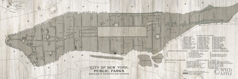 Reproduction of New York Parks Map by Wild Apple Portfolio - Wall Decor Art