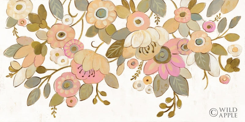 Reproduction of Decorative Pastel Flowers on White by Silvia Vassileva - Wall Decor Art