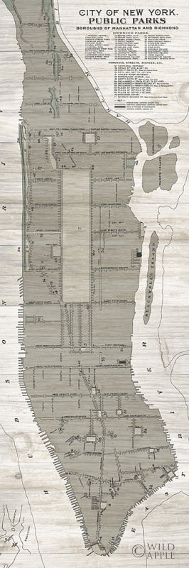 Reproduction of New York Parks Map Vertical by Wild Apple Portfolio - Wall Decor Art