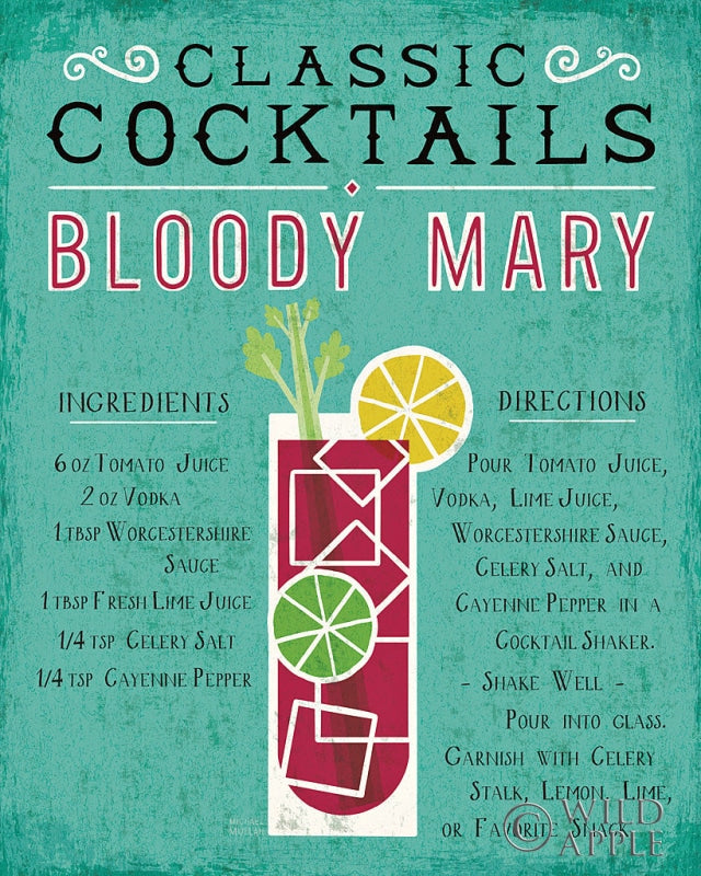 Reproduction of Classic Cocktail Bloody Mary by Michael Mullan - Wall Decor Art