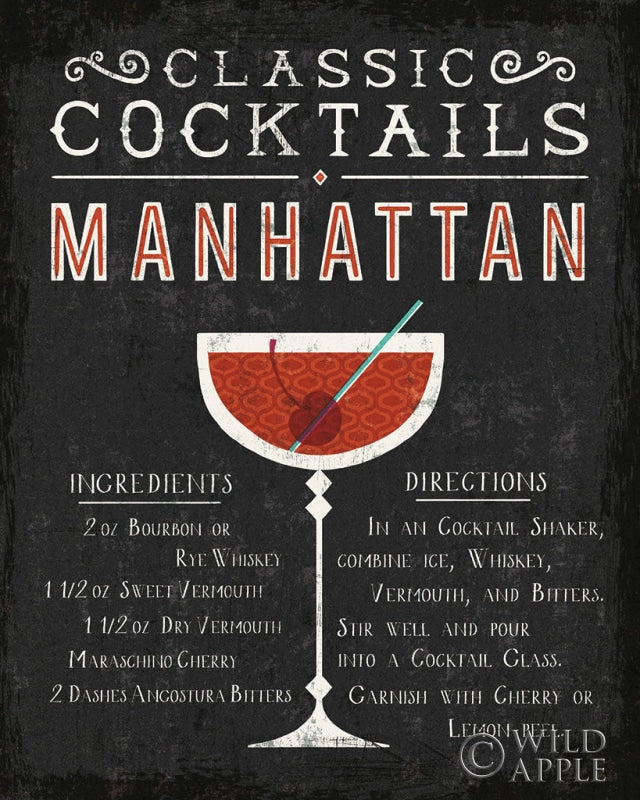 Reproduction of Classic Cocktails Manhattan by Michael Mullan - Wall Decor Art