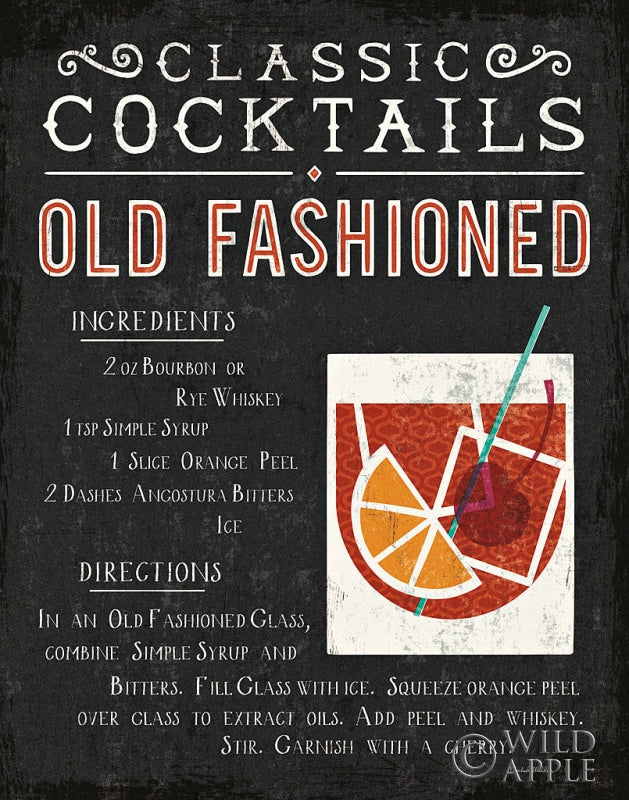 Reproduction of Classic Cocktail Old Fashioned by Michael Mullan - Wall Decor Art