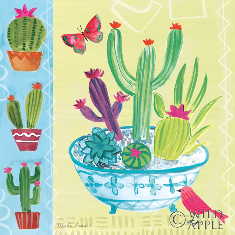 Reproduction of Cacti Garden III by Farida Zaman - Wall Decor Art