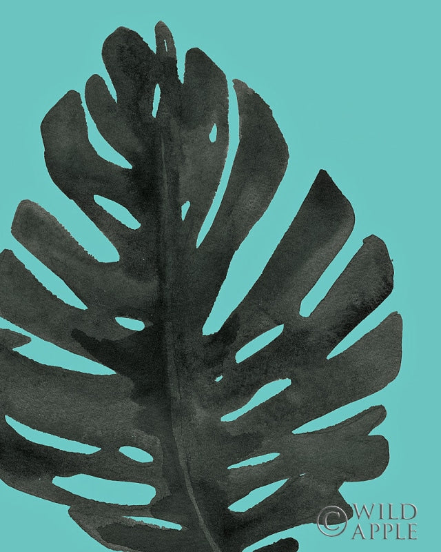 Reproduction of Tropical Palm I BW Turquoise by Wild Apple Portfolio - Wall Decor Art