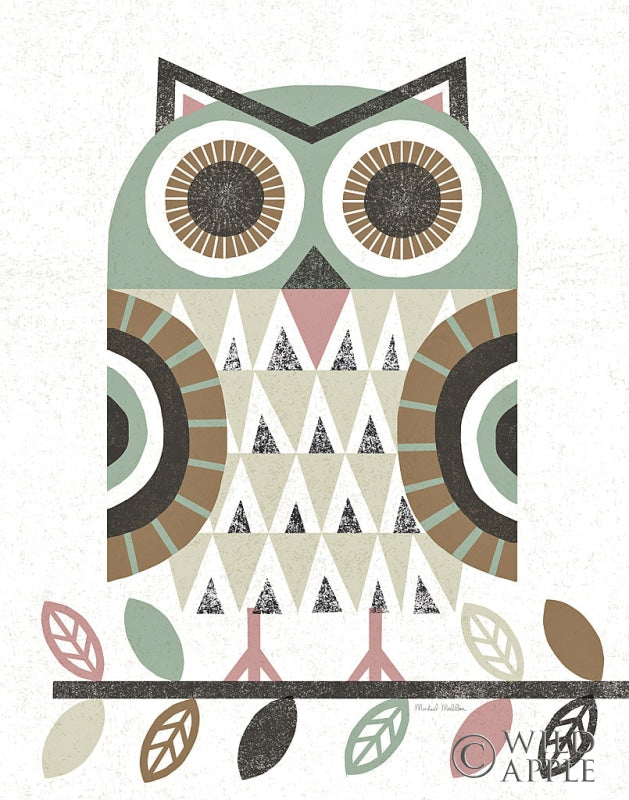 Reproduction of Folk Lodge Owl v2 Hygge by Michael Mullan - Wall Decor Art