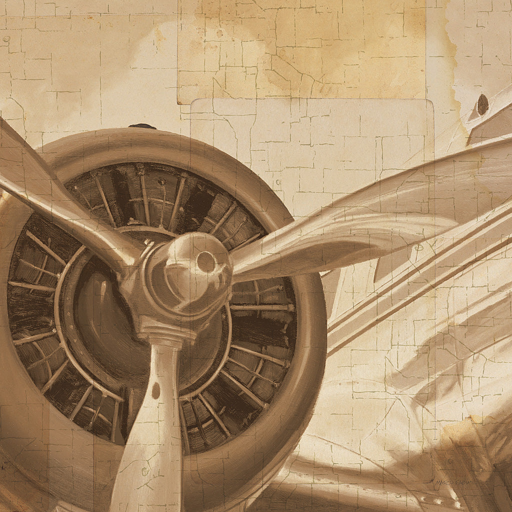 Reproduction of Travel by Air II Sepia No Words by Marco Fabiano - Wall Decor Art