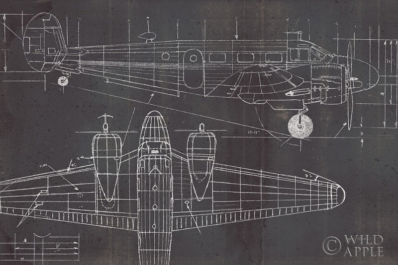 Reproduction of Plane Blueprint I No Words Post by Marco Fabiano - Wall Decor Art