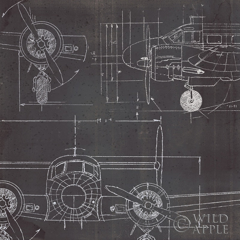 Reproduction of Plane Blueprint III No Words Post by Marco Fabiano - Wall Decor Art