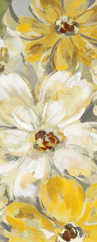Reproduction of Scattered Spring Petals Yellow Gray Panel by Silvia Vassileva - Wall Decor Art