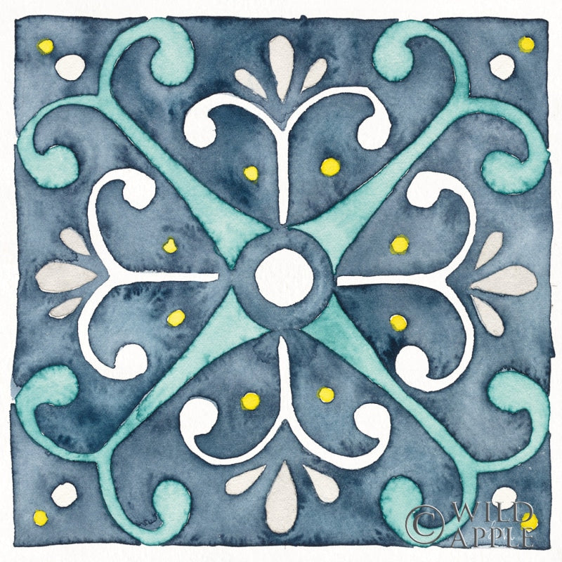 Reproduction of Garden Getaway Tile III Blue by Laura Marshall - Wall Decor Art