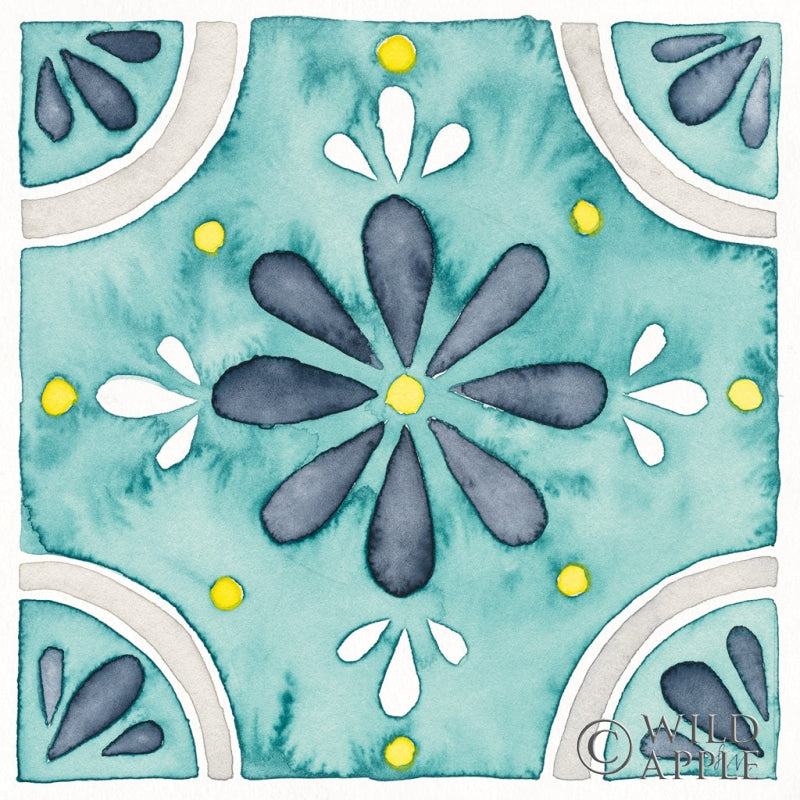 Reproduction of Garden Getaway Tile I Teal by Laura Marshall - Wall Decor Art