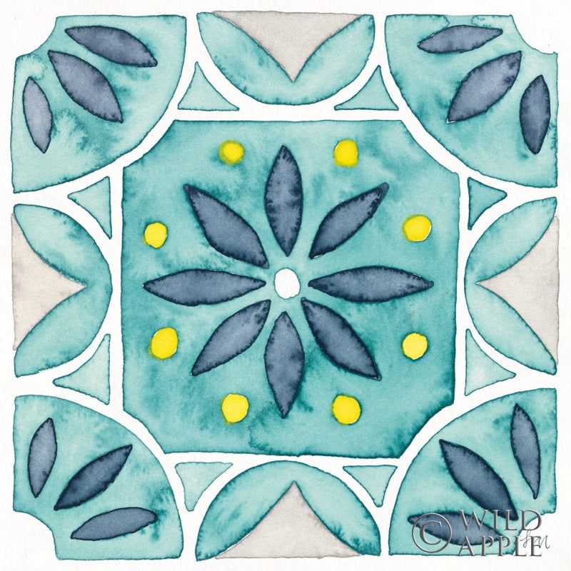 Reproduction of Garden Getaway Tile VIII Teal by Laura Marshall - Wall Decor Art