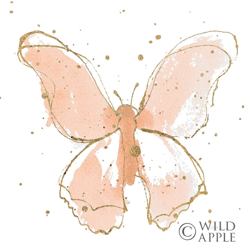 Reproduction of Gilded Butterflies II Blush by Shirley Novak - Wall Decor Art