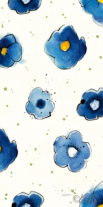 Reproduction of Independent Blooms Blue Pattern V Crop by Shirley Novak - Wall Decor Art