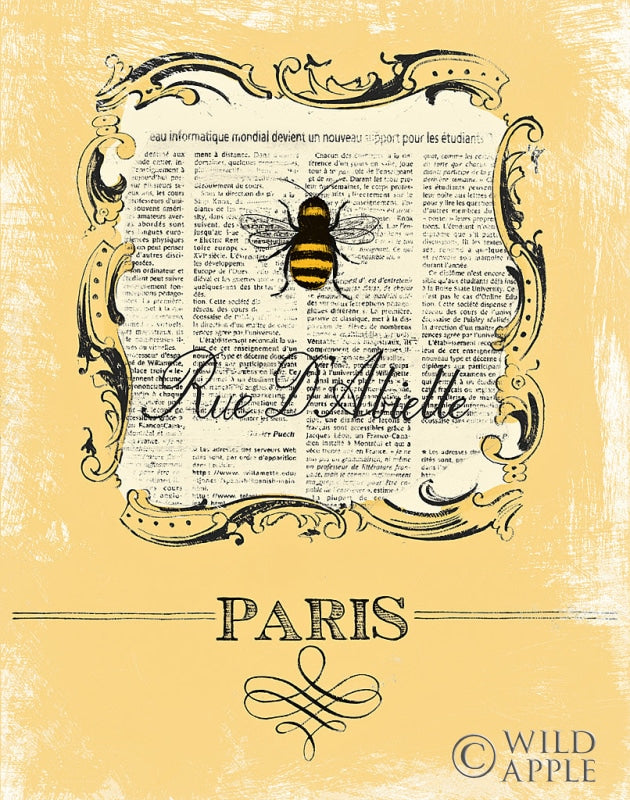 Reproduction of Paris Bees IV Yellow by Emily Adams - Wall Decor Art