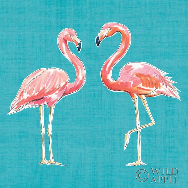 Reproduction of Tropical Oasis Pink Flamingos by Daphne Brissonnet - Wall Decor Art