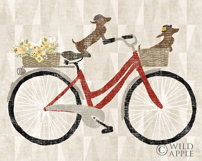 Reproduction of Doxie Ride ver I Red Bike by Sue Schlabach - Wall Decor Art