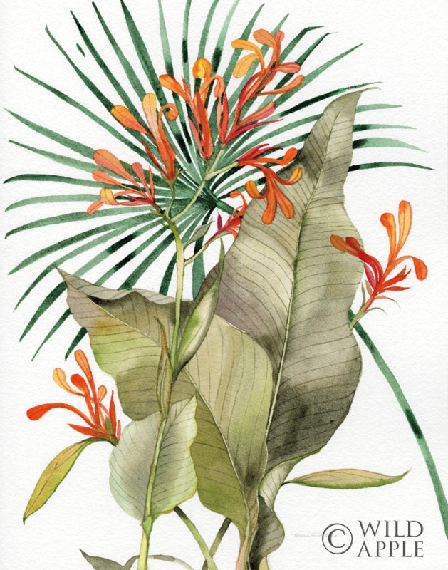 Reproduction of Botanical Flame Lilies Crop by Kathleen Parr McKenna - Wall Decor Art