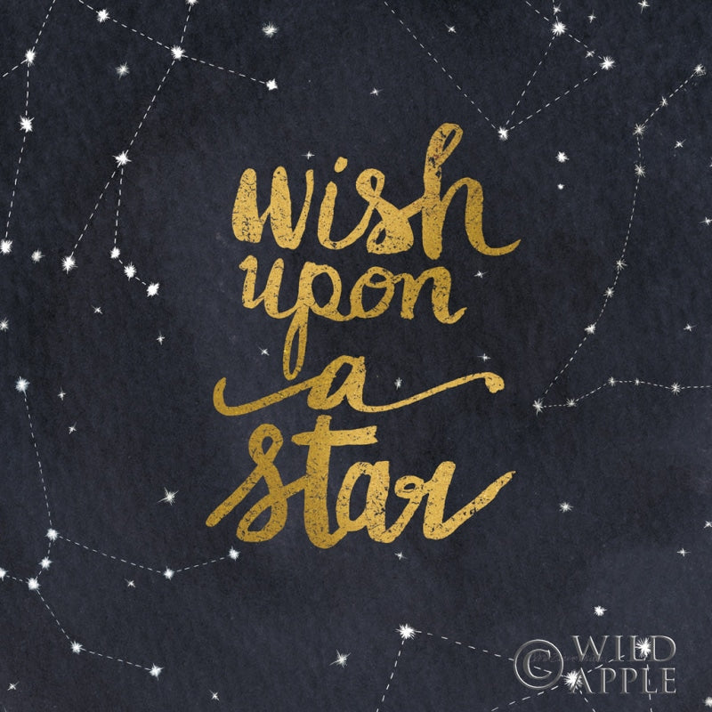 Reproduction of Starry Words Gold - Wish Upon A Star by Sara Zieve Miller - Wall Decor Art