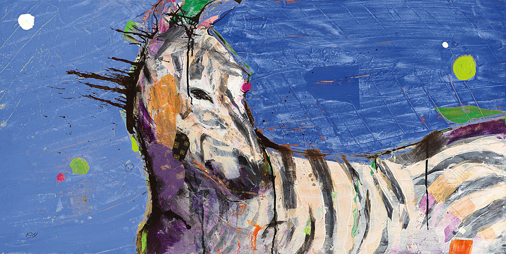 Reproduction of Zebra Blue by Kellie Day - Wall Decor Art