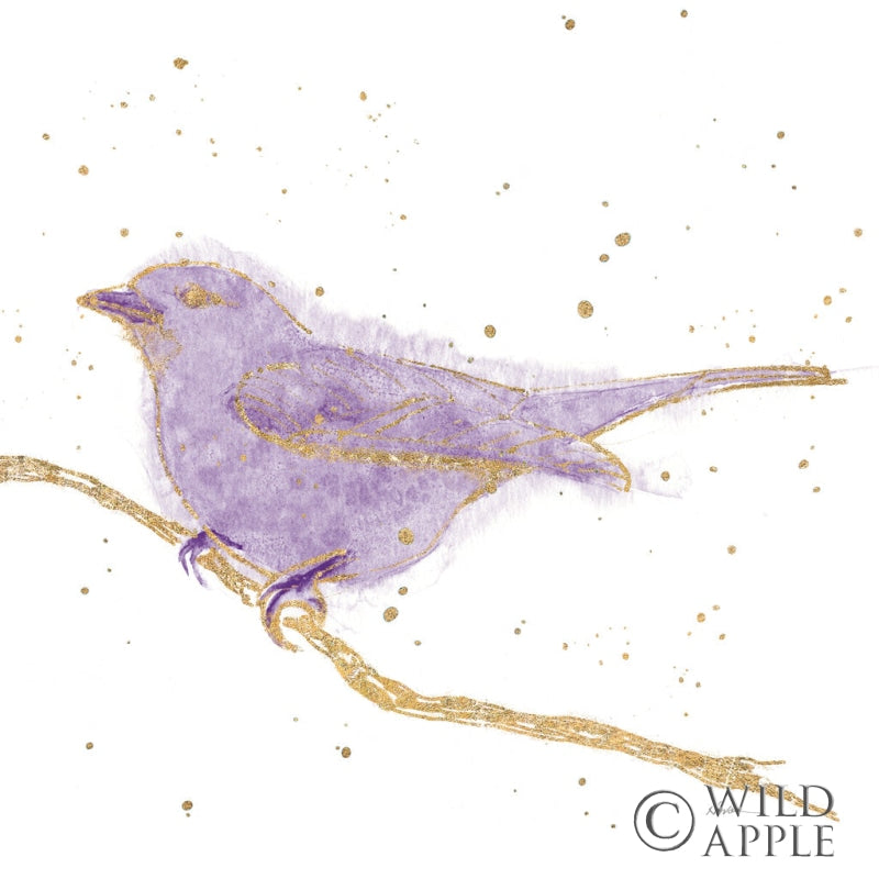 Reproduction of Gilded Bird I Lavender by Shirley Novak - Wall Decor Art