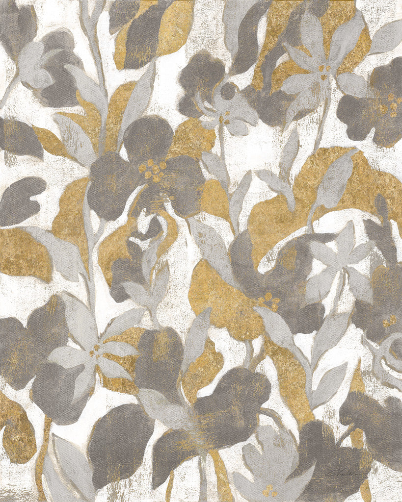 Reproduction of Painted Tropical Screen II Gray Gold by Silvia Vassileva - Wall Decor Art