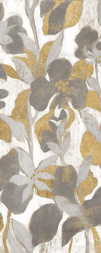Reproduction of Painted Tropical Screen II Gray Gold Crop by Silvia Vassileva - Wall Decor Art