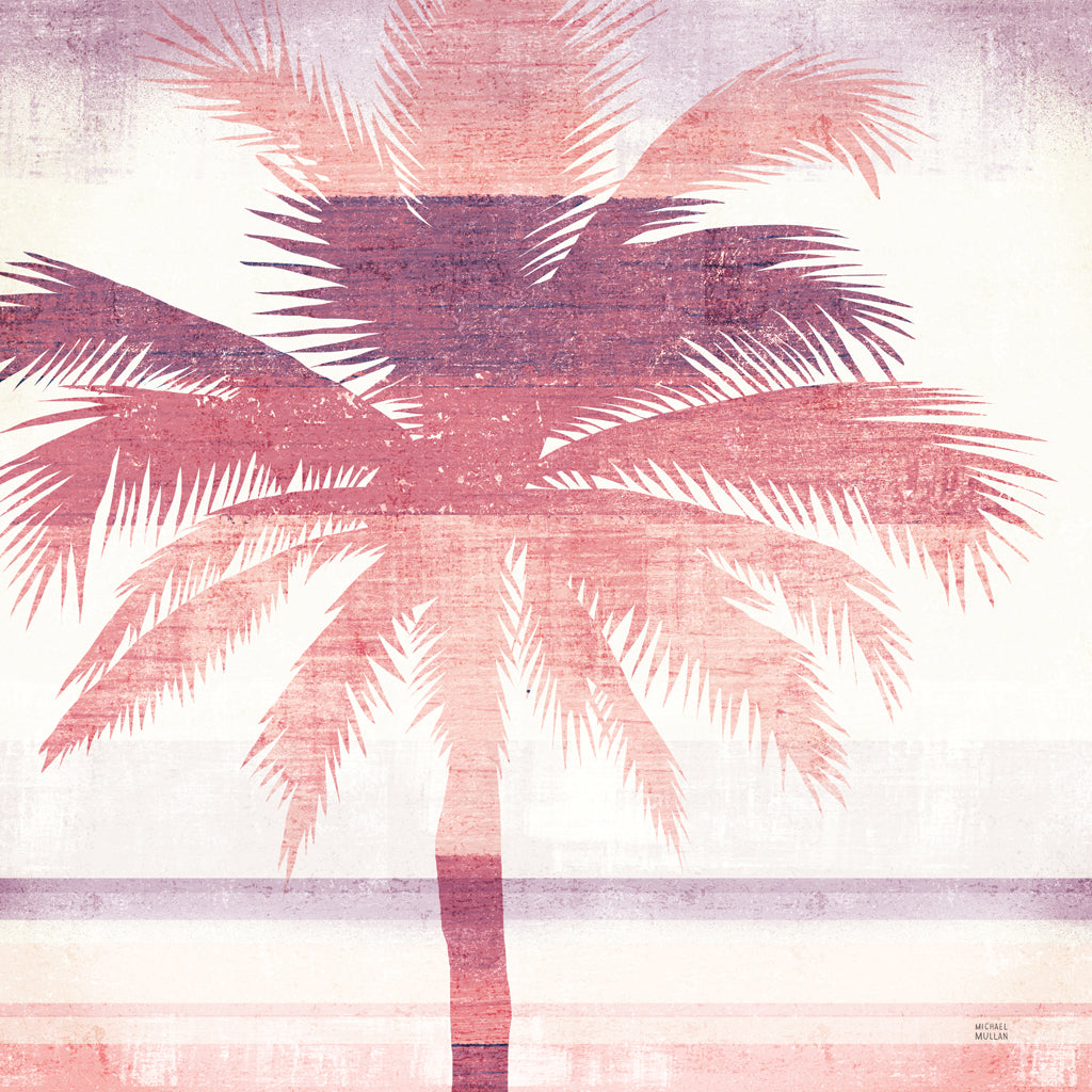 Reproduction of Beachscape Palms II Pink Purple by Michael Mullan - Wall Decor Art