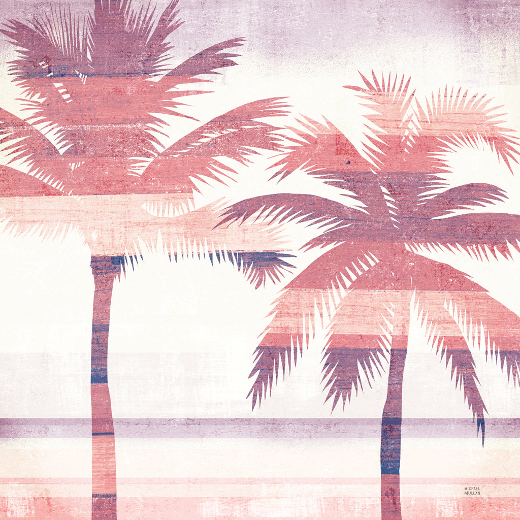 Reproduction of Beachscape Palms III Pink Purple by Michael Mullan - Wall Decor Art