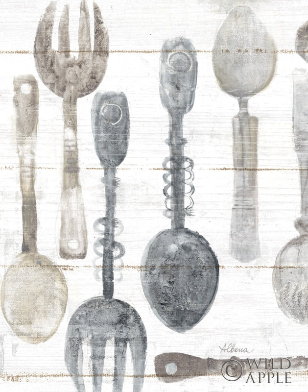 Reproduction of Spoons and Forks II Neutral by Albena Hristova - Wall Decor Art