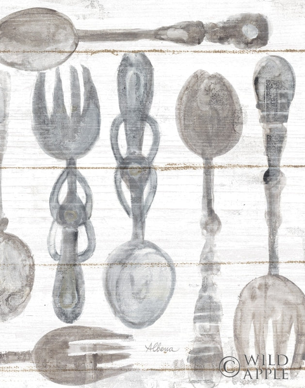 Reproduction of Spoons and Forks III Neutral by Albena Hristova - Wall Decor Art