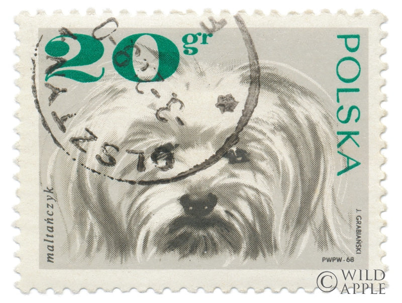 Reproduction of Poland Stamp II on White by Wild Apple Portfolio - Wall Decor Art