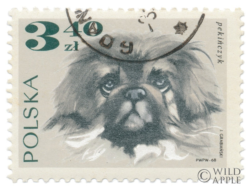 Reproduction of Poland Stamp III on White by Wild Apple Portfolio - Wall Decor Art