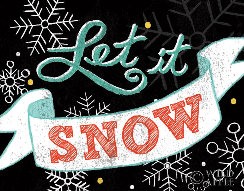 Reproduction of Let it Snow Black by Mary Urban - Wall Decor Art