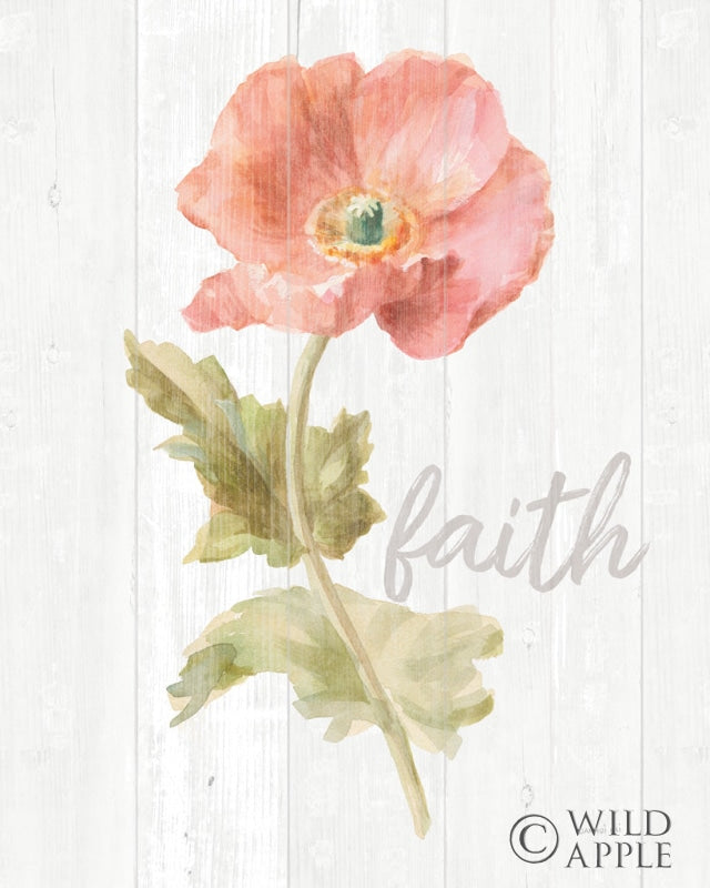 Reproduction of Garden Poppy on Wood Faith by Danhui Nai - Wall Decor Art