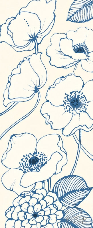 Reproduction of Pen and Ink Flowers on cream Panel III by Wild Apple Portfolio - Wall Decor Art