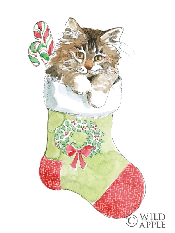 Reproduction of Christmas Kitties IV by Beth Grove - Wall Decor Art