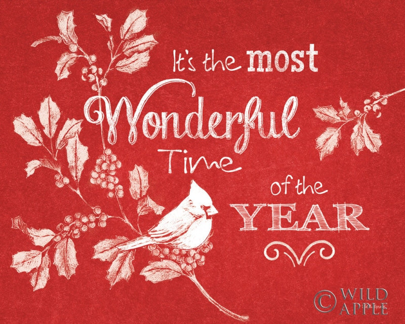 Reproduction of Chalkboard Christmas Sayings VI on red by Beth Grove - Wall Decor Art