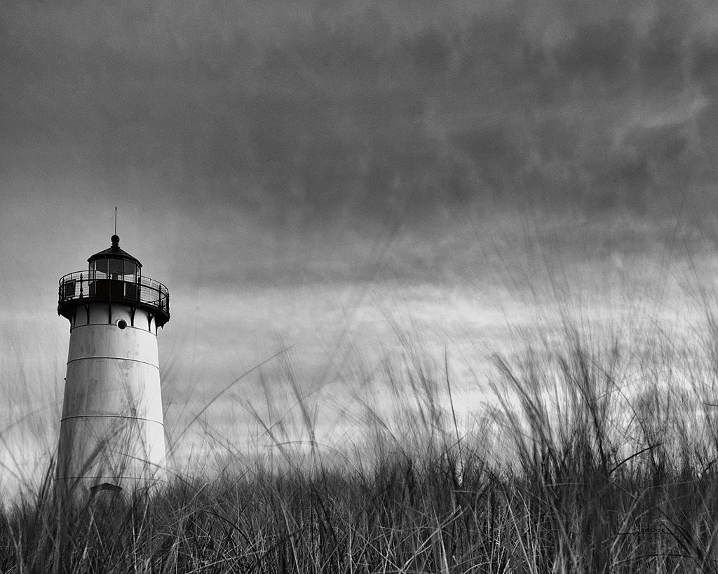 Reproduction of Lighthouse at Sunset BW by Aledanda - Wall Decor Art