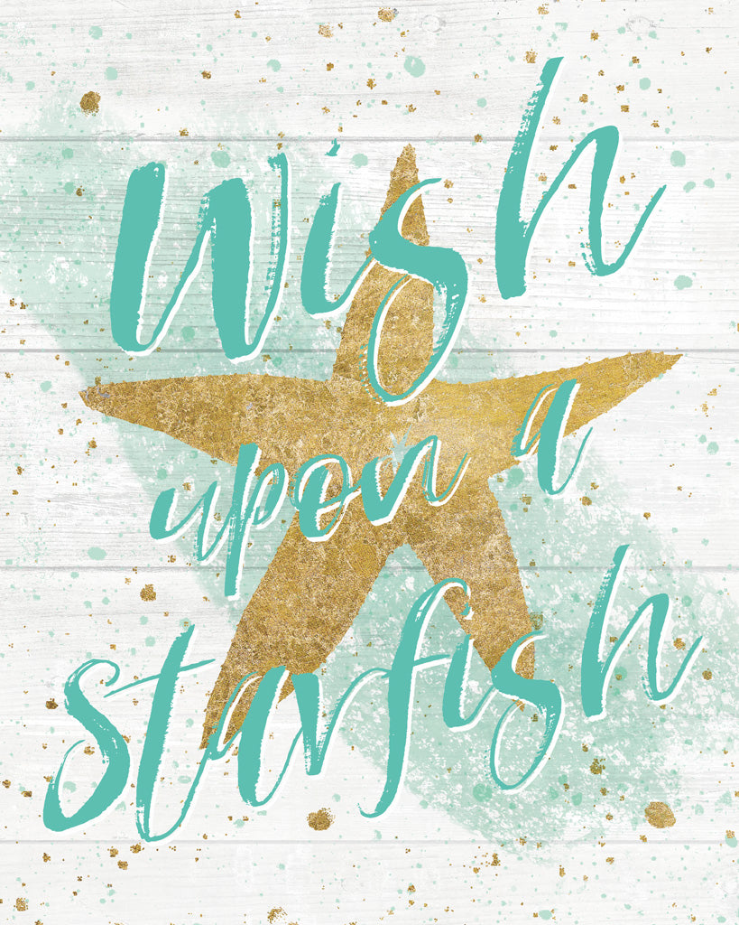 Reproduction of Silver Sea Life Aqua Starfish Shiplap by Wild Apple Portfolio - Wall Decor Art