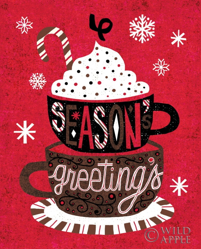 Reproduction of Festive Holiday Cocoa Seasons Greetings by Michael Mullan - Wall Decor Art