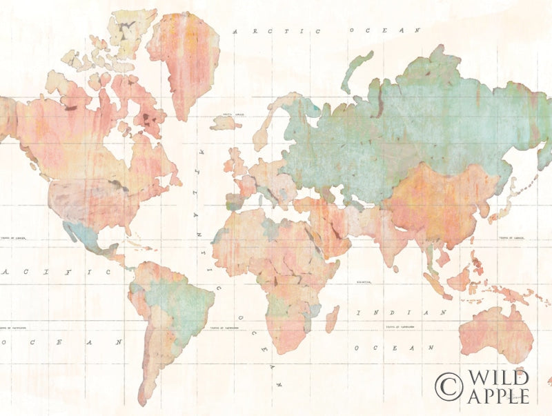 Reproduction of Across the World v3 Crop by Sue Schlabach - Wall Decor Art